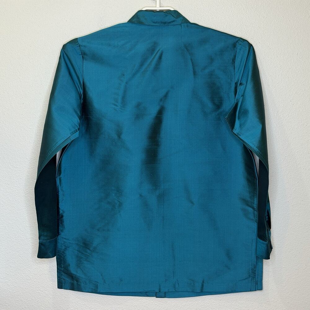 Coldwater Creek Button Front Top Womens Sz Medium Green 100% Silk Long‎ Sleeve - Picture 6 of 8